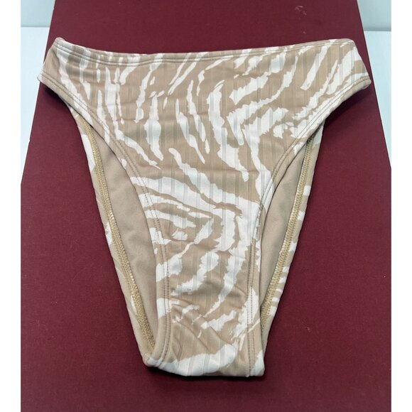 Wild Fable - Women's Ribbed High Waist High Leg Cheeky Bikini Bottom-Tan-XXS(00) - Picture 3 of 12